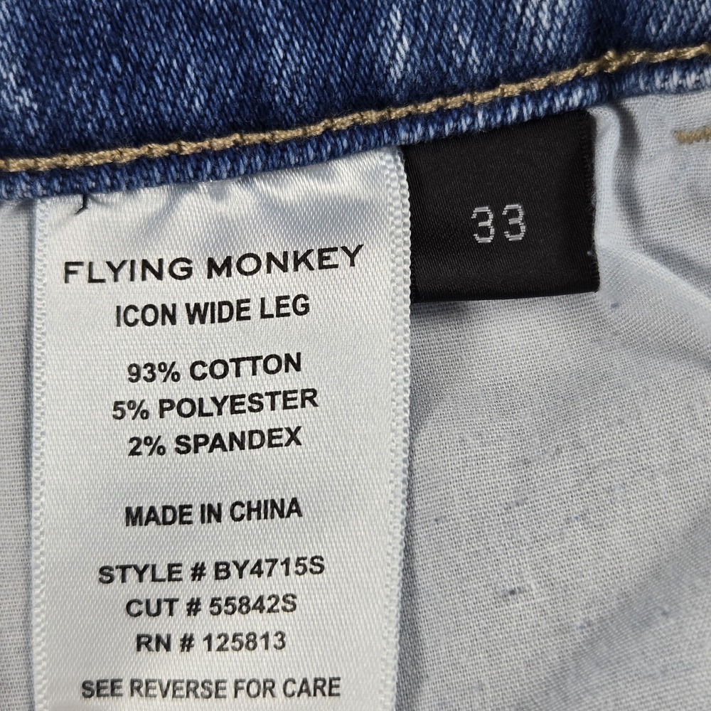 Flying Monkey High Rise Wide Leg Cropped Jeans Size 33 Boho Streetwear Coastal - Picture 11 of 12